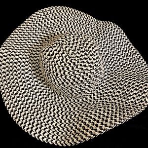 Black and White Wide Brim Straw Hat